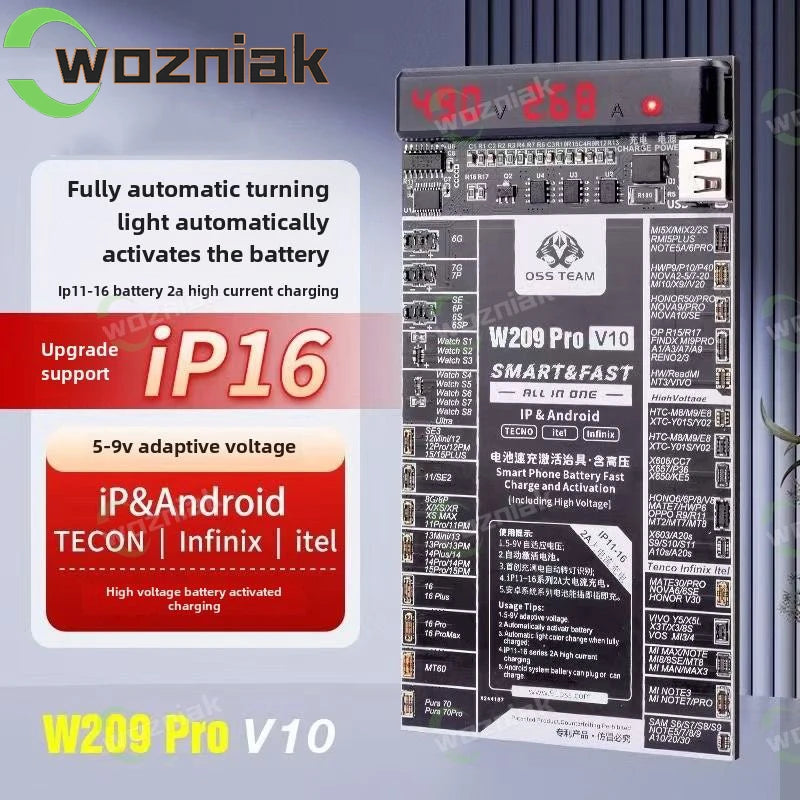W209 Pro 2 IN 1 Battery Activation board for iPhone 6- 16Pro 16plus 16pro max Samsung Xiaomi Circuit Board Charging Tester