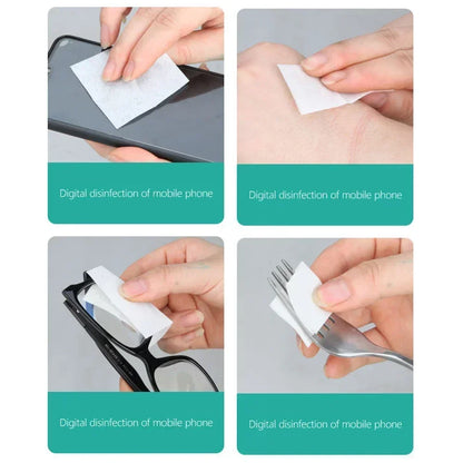 10/100Pcs Car Detailing Disposable Alcohol Disinfection Cotton Pad Wash Care Phone Cleaning Wiper Screen Glasses Cleaning Cotton