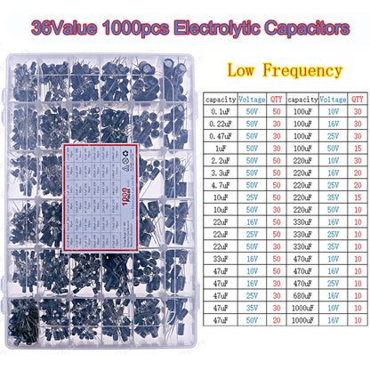 Kit Surtido Capacitores Electrolíticos DIP/SMD (0.1uF-1500uF, 16V-400V)
