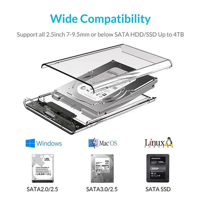 Carcasa Externa USB 3.0 a SATA III para Disco Duro HDD/SSD 2.5" Caja Harddisk
