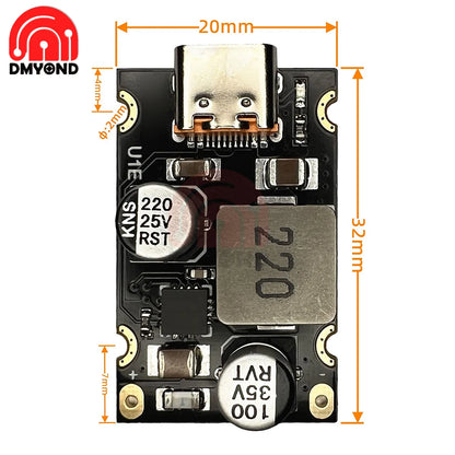 Módulo Carga Rápida PD 65W USB-C Soporta PD3.1/QC3.0/SCP/PPS para Arduino DC 8-30V