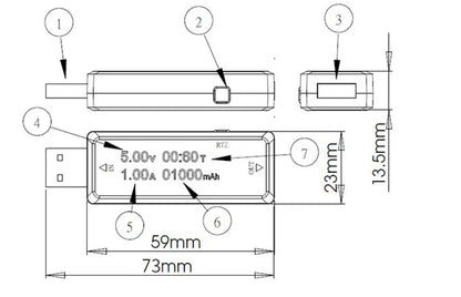 Tester USB Medidor Capacidad Corriente Voltaje Detector Carga Power Bank Prueba Batería