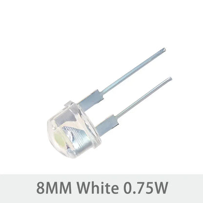 Diodo LED Sombrero Paja F8 (8mm) Super Brillante Blanco Cálido 0.5W / Blanco 0.3-0.75W / Azul / Verde / Rojo / Amarillo (20 Unidades)