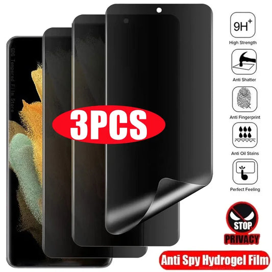 Protector Pantalla Hidrogel Anti-Privacidad para Samsung Galaxy A51-A54 / S20-S24 Ultra/Plus / S21FE/S23FE (3 Piezas)
