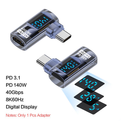 Adaptador USB-C Ángulo Recto 90°/Forma U (USB4 40Gbps, PD 140W, 8K@60Hz) para Thunderbolt 3/4