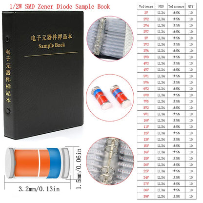 Kit Surtido Diodos (Rectificador/Zener/Schottky Rápido/Switching) DIP/SMD (1N4148, 1N4007, 1N5819, FR107, etc.)