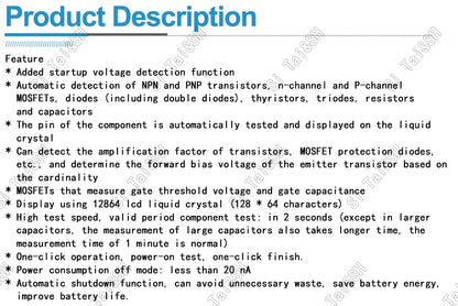 Tester Transistor LCR-T4 Diodo Triodo Capacitancia ESR Meter MOS PNP LCD Mega328 + Carcasa Acrílica