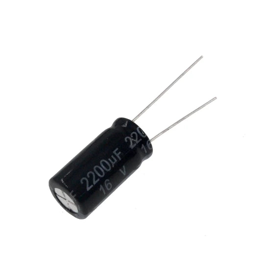 Capacitor Electrolítico Aluminio Radial (2200uF, 16V, 10x20mm) - Pack 10 Unidades