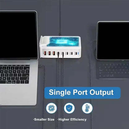Cargador Escritorio GaN 600W PD3.1 Multifunción 28V/5A USB-C Adaptador US/EU/UK/AU Ahorro Energía
