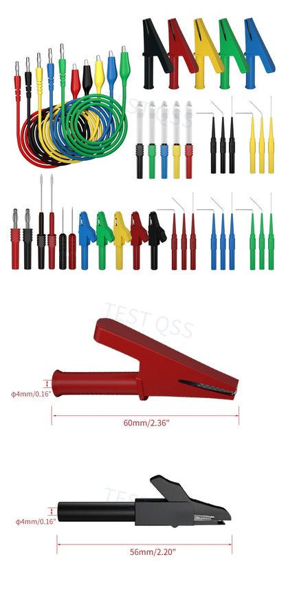 Kit Puntas Prueba Multímetro QSS (41 Pzs) - Banana 4mm, Pinzas Cocodrilo, Sondas Perforadoras