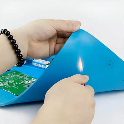 Alfombrilla Silicona ESD Aislante Térmica Resistente Calor para Soldadura Reparación Computadora/Teléfono (Kit Mantenimiento)