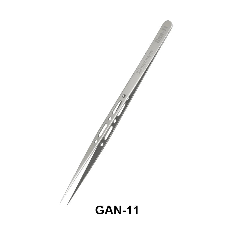 Pinzas Precisión MECHANIC GAN-11 / GAN-15 (Extra Duras, No Magnéticas) para Reparación Teléfono/Electrónica (Cable Salto)