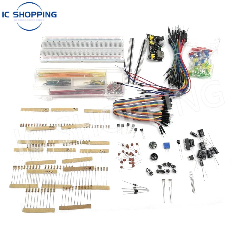 Kit Inicio Electrónica DIY (830 Piezas) para Arduino UNO R3 (Incluye Protoboard y Componentes)