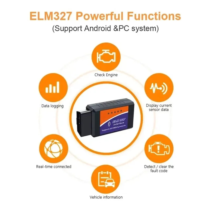 Scanner Diagnóstico Auto ELM327 V2.1 OBD2 Bluetooth Lector Códigos Detector Fallos Automotriz para Android/iOS