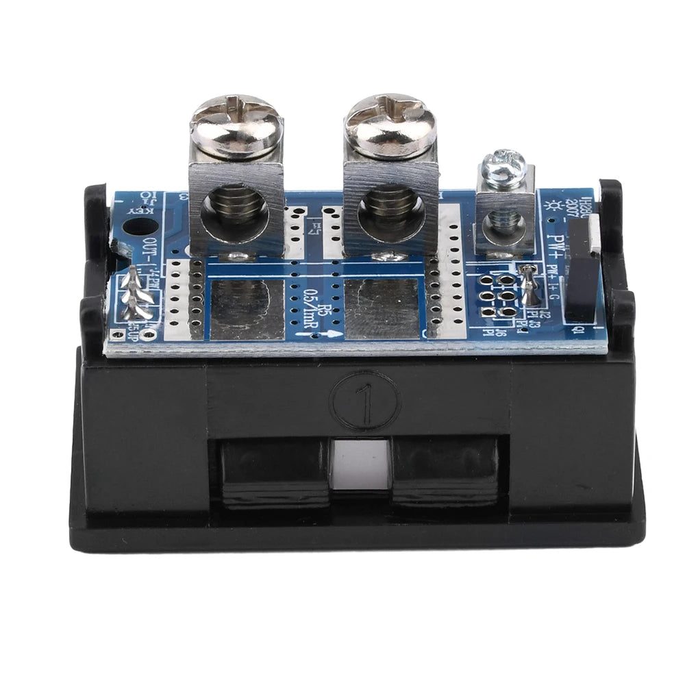 Voltímetro Amperímetro Digital DC (7-100V, 20A/50A Shunt Integrado) - Panel Display LED Dual 0.28"