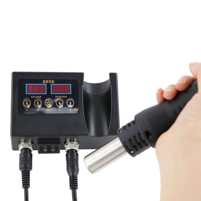 Soldering Station Digital Temperature Adjustable 2 in 1 SMD Solder Iron Hot Air Heat Gun Welding Rework For PCB IC Repair Tools