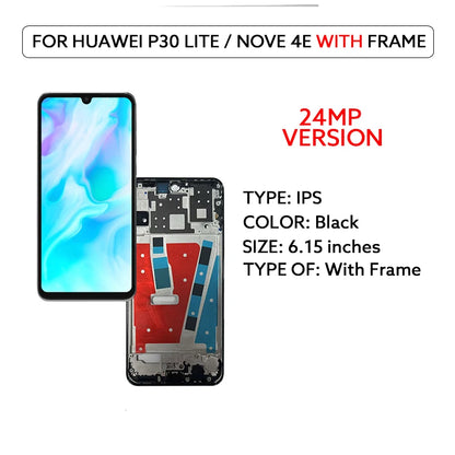 IPS LCD Screen For Huawei P30 Lite LCD Display Touch Screen Digitizer Assembly For Huawei Nova 4e Display Screen Replace Parts
