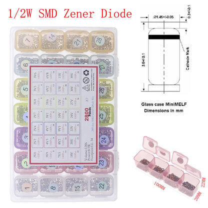 Kit Surtido Diodos (Rectificador/Zener/Schottky Rápido/Switching) DIP/SMD (1N4148, 1N4007, 1N5819, FR107, etc.)