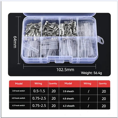 Set Terminales Conector Cable Oro/Plata Macho/Hembra (Tipo Resorte, Desnudo) en Caja (120 Piezas)