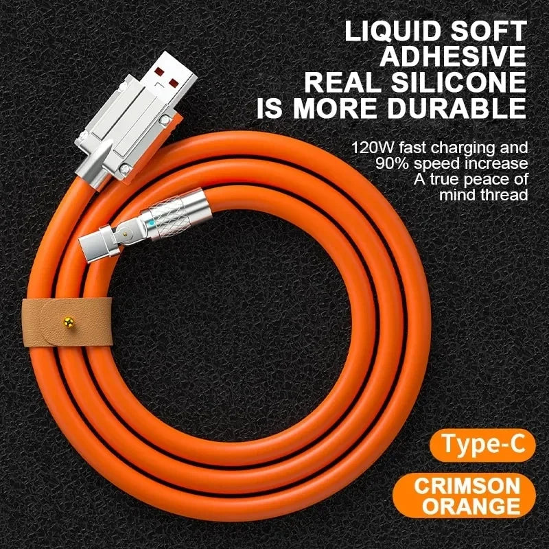 Cable USB Tipo C Carga Rápida 120W 7A con Codo Rotatorio 180° para Juegos Móviles