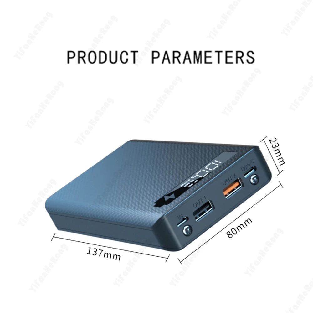 Caja Power Bank DIY Desmontable QC 3.0 (6x18650) Doble USB + PD (Soporte Batería 18650)