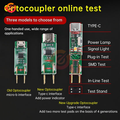Tester Optoacopladores 4-Pin (v3.0-v6.0) Herramienta Prueba Online Reparación Electrónica Interface USB-C/Micro-B