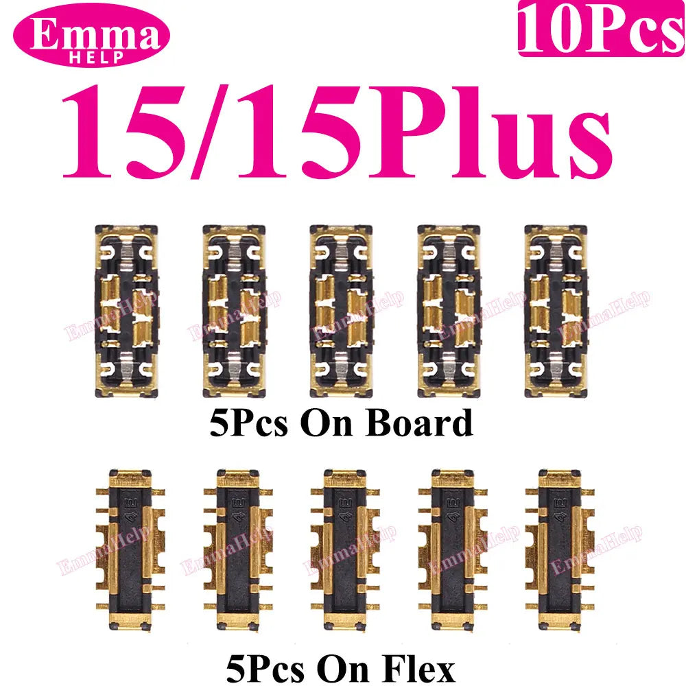 Conector FPC Batería Interno (Clip Placa) para iPhone 8/X/XS/XR/11/12/13/14/15/16 Pro Max/Plus (10 Unidades)