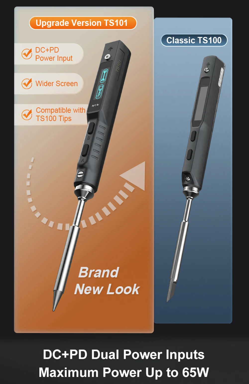 Original TS101 Soldering Iron Electric 65W LCD Temperature Adjustable Programming New TS100 Soldering Iron Upgrade