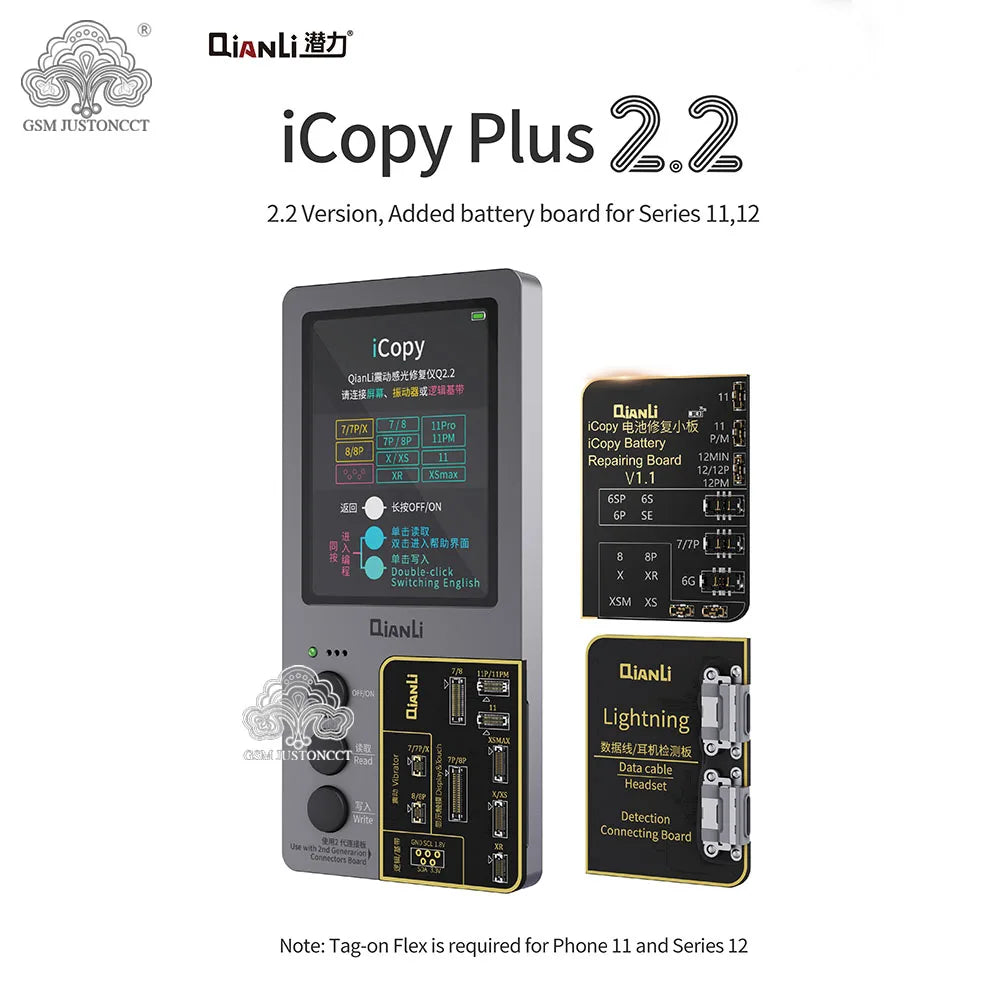 ICopy Plus 2 True Tone Light Sensor, Battery Repair, 8 X XS MAX XR 11 Pro Max, Vibrate Read and Write, Recovery Programmer, 2.2