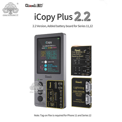 ICopy Plus 2 True Tone Light Sensor, Battery Repair, 8 X XS MAX XR 11 Pro Max, Vibrate Read and Write, Recovery Programmer, 2.2