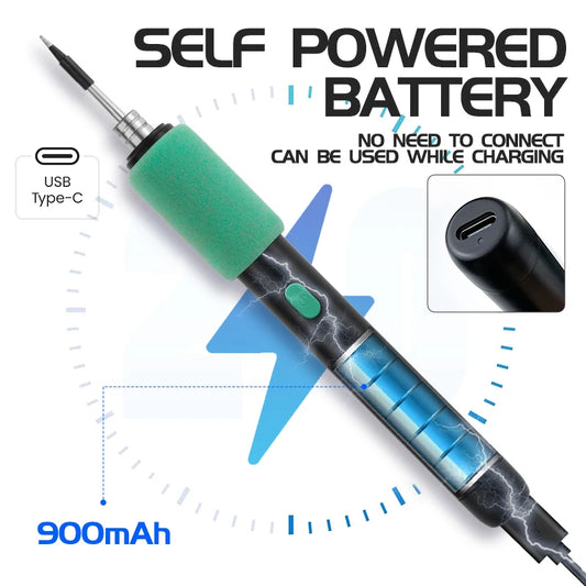 Mini Cautín Inalámbrico USB 15W Recargable (Interfaz Tipo C) Portátil Herramienta Soldadura Reparación