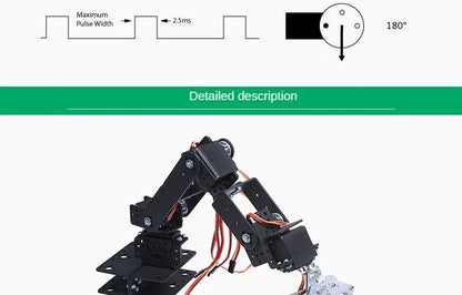 Kit Brazo Robot Mecánico Aleación Metálica 6-DOF (360°, para MG996R) Arduino Robótica Educacional Programable PS2
