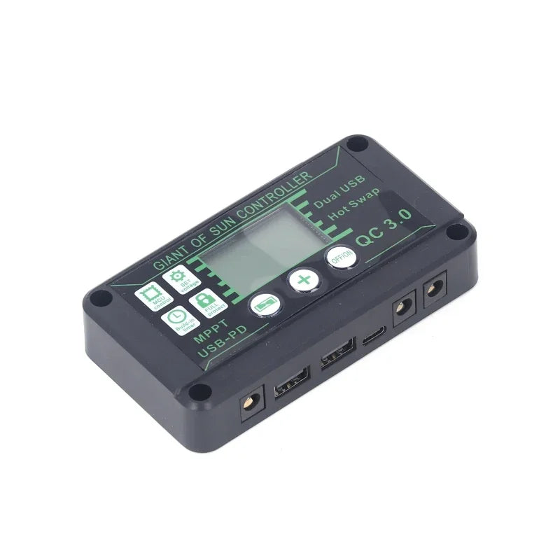 Controlador Carga Solar MPPT 10A-100A 12V/24V Max PV 50V Regulador Panel Dual USB Auto Display