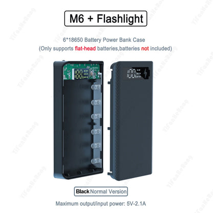 Caja Power Bank DIY Desmontable QC 3.0 (6x18650) Doble USB + PD (Soporte Batería 18650)