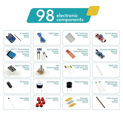 Kit Inicio KUONGSHUN con Caja Retail para Programación Educacional Niños compatible Arduino UNO R3