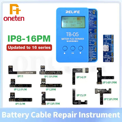 RELIFE TB-05 Battery Repair Instrument Tag On Flex Setup-free For IPhone 8G-16PM Battery Health Data Reading Writing Fix Tools
