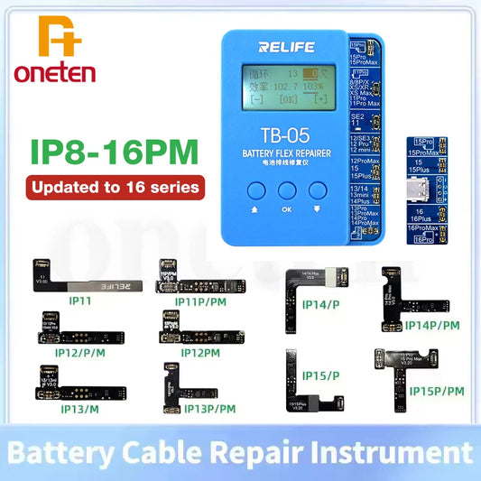 RELIFE TB-05 Battery Repair Instrument Tag On Flex Setup-free For IPhone 8G-16PM Battery Health Data Reading Writing Fix Tools