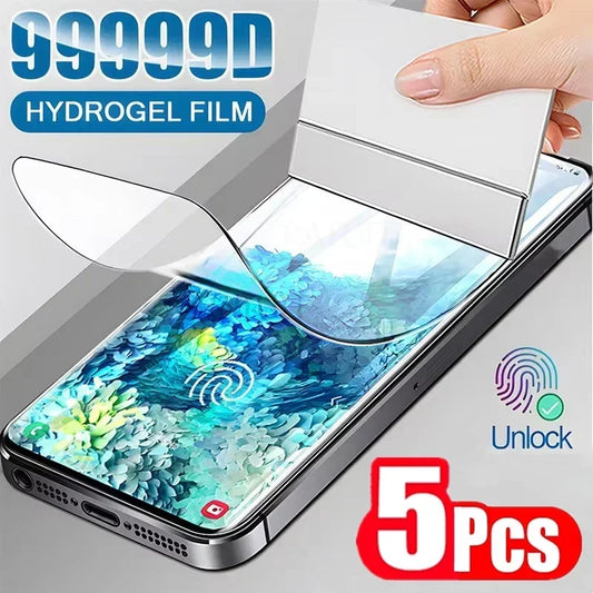 Film Hidrogel Protector Pantalla para Samsung Galaxy S8-S24 Ultra/Plus/FE / Note 9/10/20 Plus (5 Unidades)