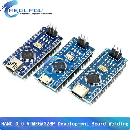 Placa Nano 3.0 (ATMEGA328P, 16MHz, CH340) con Bootloader (Puerto Mini/Tipo C/Micro USB) + Cable USB compatible Arduino