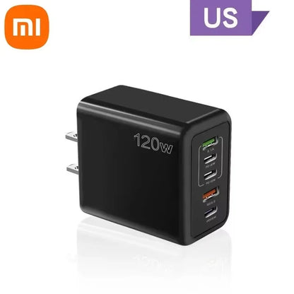 Cargador Xiaomi 120W Carga Rápida Multi 5 Puertos USB-C PD Adaptador para iPhone/Xiaomi/Samsung