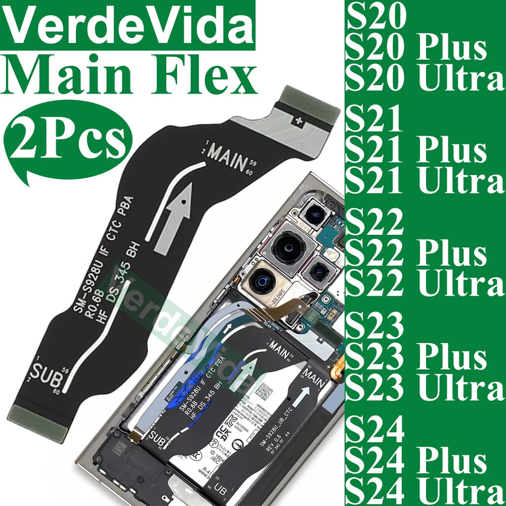 Cable Flex Conexión Placa Principal a Pantalla LCD para Samsung Galaxy S20-S24 Ultra/Plus (Varias Series, 2 Unidades)