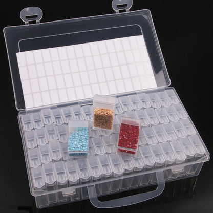 Caja Almacenamiento Plástico Organizador 28/32/48/56/64 Ranuras para Cuentas Pintura Diamante/Joyería/Accesorios DIY (1 Unidad)