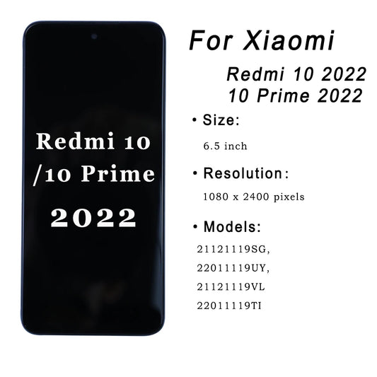 LCD For Xiaomi Redmi 10 Prime 2022 22011119TI Display for Redmi 10 2022 21121119SG Touch Screen Digitizer Assembly Replacement