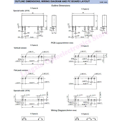 Relé Potencia HF41F-ZS/ZST/HS/HST 5-Pin 6A - Voltajes (5V/12V/24V DC) - Lote 5 Piezas