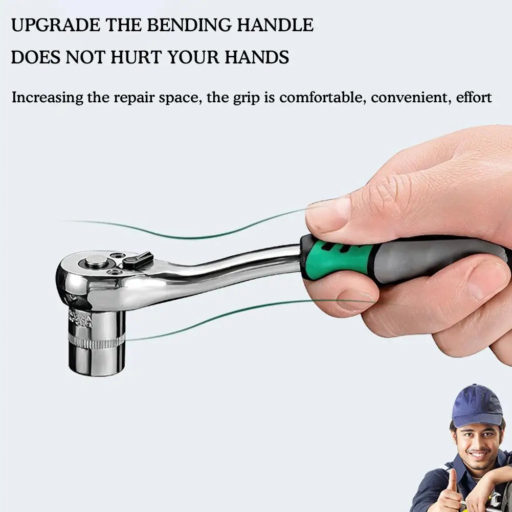 Juego Llaves Vaso Tubo con Ratchet (1/4", 3/8", 1/2") Herramientas Mano para Reparación Auto/Mecánica