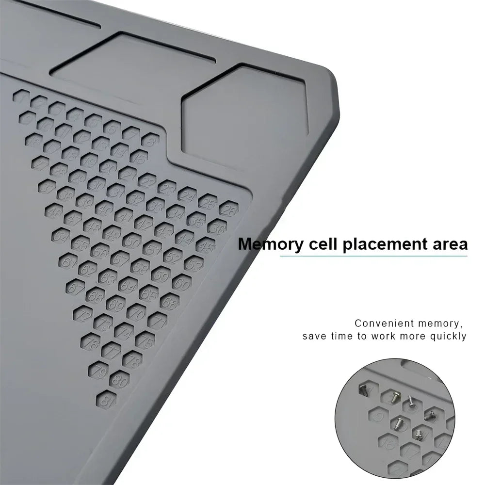 Alfombrilla Silicona ESD Aislante Térmica Resistente Calor para Soldadura Reparación Computadora/Teléfono (Kit Mantenimiento)