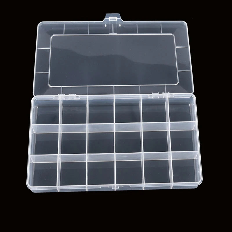 Caja Almacenamiento Transparente 24 Rejillas para Hardware/Botones/Pesca/Joyería/Accesorios/Papelería