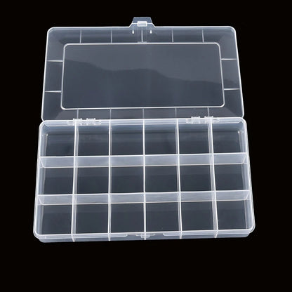 Caja Almacenamiento Transparente 24 Rejillas para Hardware/Botones/Pesca/Joyería/Accesorios/Papelería