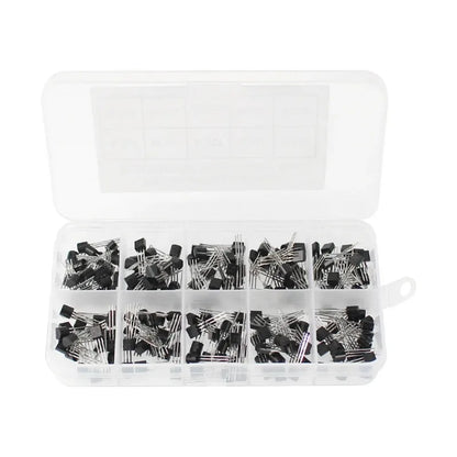 Kit Surtido Transistores TO-92 en Caja (BC547/BC327/BC337/2N2222/3906/C945, PNP/NPN) Set Electrónico (200/480/840 Piezas)