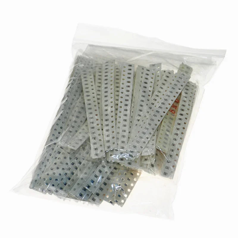 Kit Surtido Resistencias SMD 0805 (0Ω-10MΩ, 50 Val) y Capacitores (2.2pF-1uF, 40 Val) - Pack 2300 Piezas